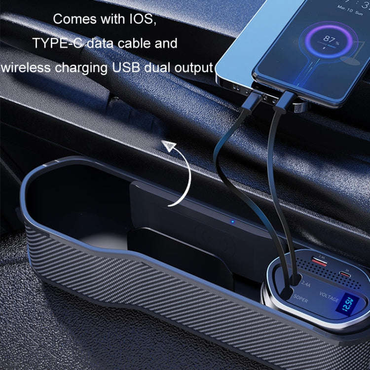 Digital Display Multifunctional Super Fast Charging Car Seat Gap Storage Box, Model: Without Wire...