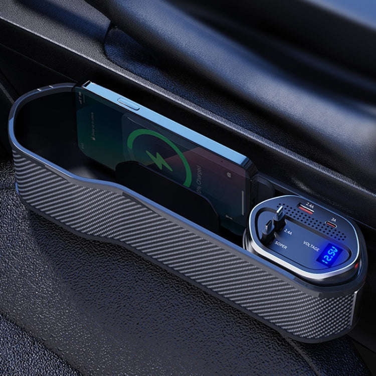Digital Display Multifunctional Super Fast Charging Car Seat Gap Storage Box, Model: Without Wire...
