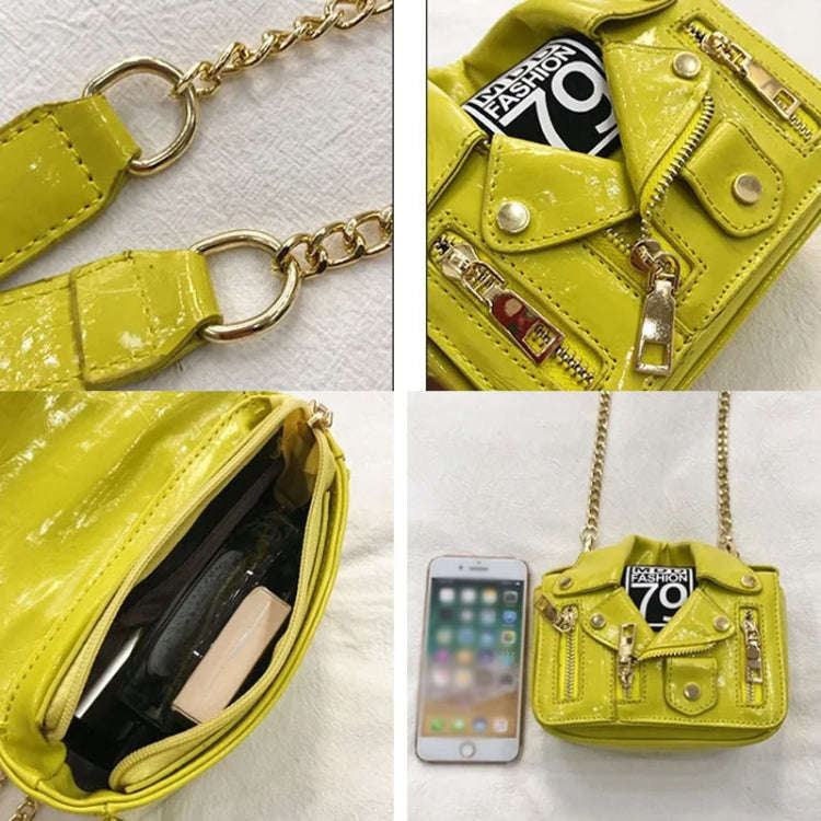 Women PU Leather Jacket Suit Chain Bag Single Shoulder Crossbody Bag(Green)