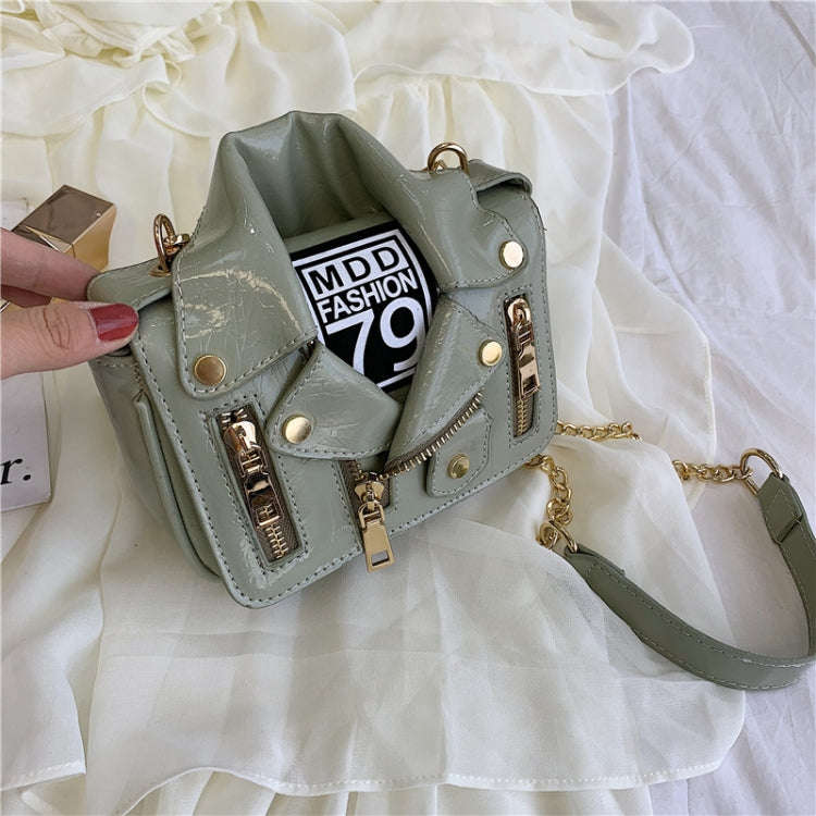 Women PU Leather Jacket Suit Chain Bag Single Shoulder Crossbody Bag(Green)