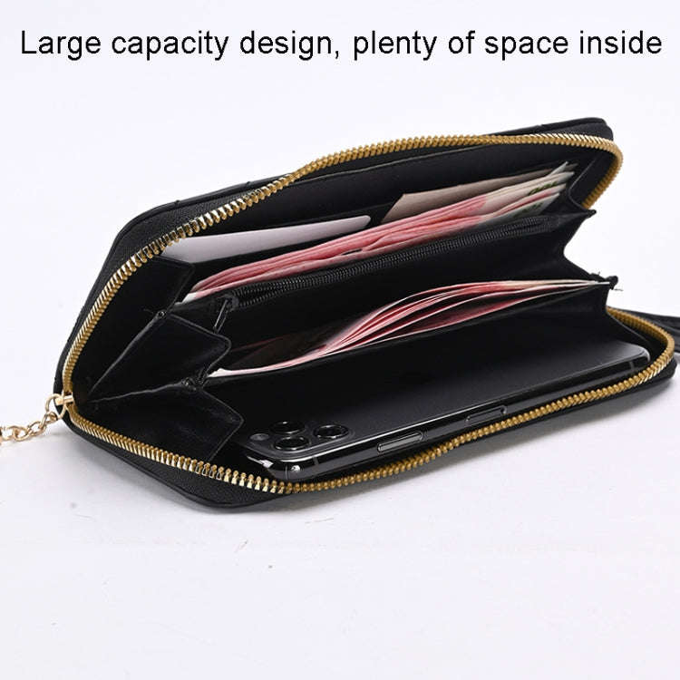 Lingerie Long Ladies Wallet Large Capacity Clutch Cell Phone Bag(Black)