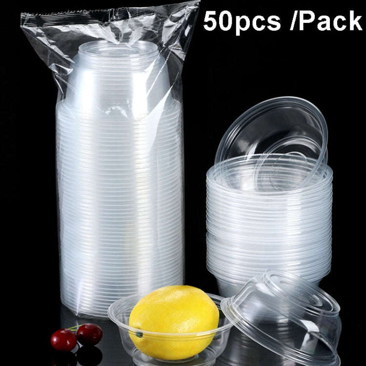 50pcs /Pack No Lid Disposable Round Plastic Bowl Thick Transparent Fast Food Soup Bowl, Capacity:...