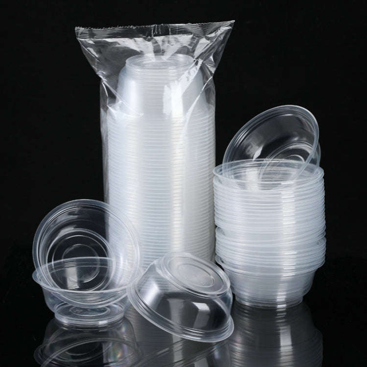 50pcs /Pack No Lid Disposable Round Plastic Bowl Thick Transparent Fast Food Soup Bowl, Capacity:...