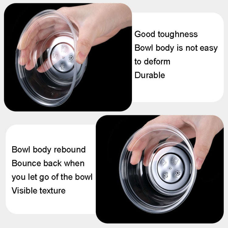 50pcs /Pack No Lid Disposable Round Plastic Bowl Thick Transparent Fast Food Soup Bowl, Capacity:...