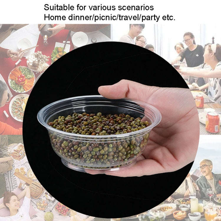 50pcs /Pack No Lid Disposable Round Plastic Bowl Thick Transparent Fast Food Soup Bowl, Capacity:...