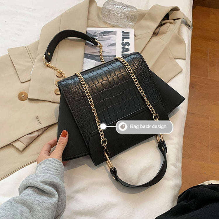 Women Vintage Wing Shape Frosted Handbag Versatile Chain Crossbody Bag(Black)