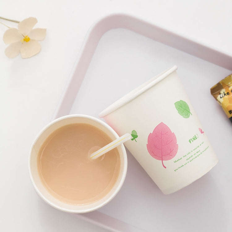 25pcs /Pack 250ml  Disposable Paper Cup Thickened Wood Pulp Water Cup(Red Leaf)