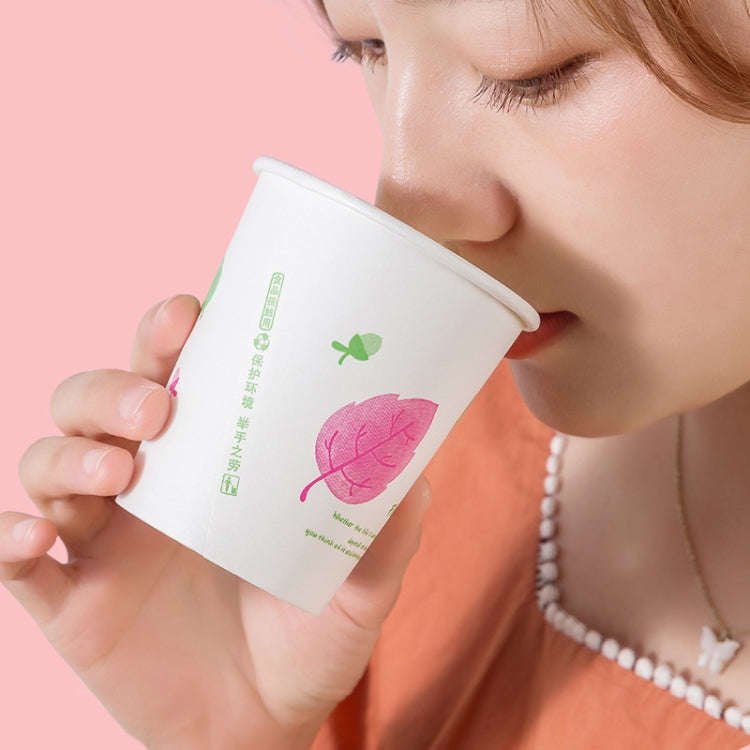 25pcs /Pack 250ml  Disposable Paper Cup Thickened Wood Pulp Water Cup(Red Leaf)