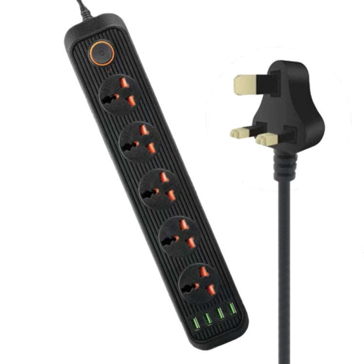 A03 2m 3000W 5 Plugs + 4-USB Ports Multifunctional Flame-retardant Socket with Switch(UK Plug)