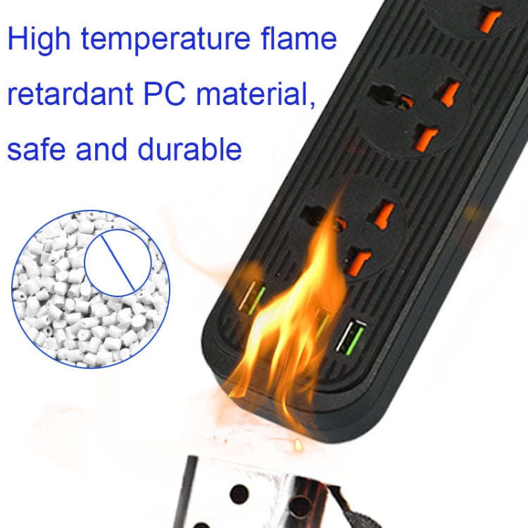 A03 2m 3000W 5 Plugs + 4-USB Ports Multifunctional Flame-retardant Socket with Switch(US Plug)