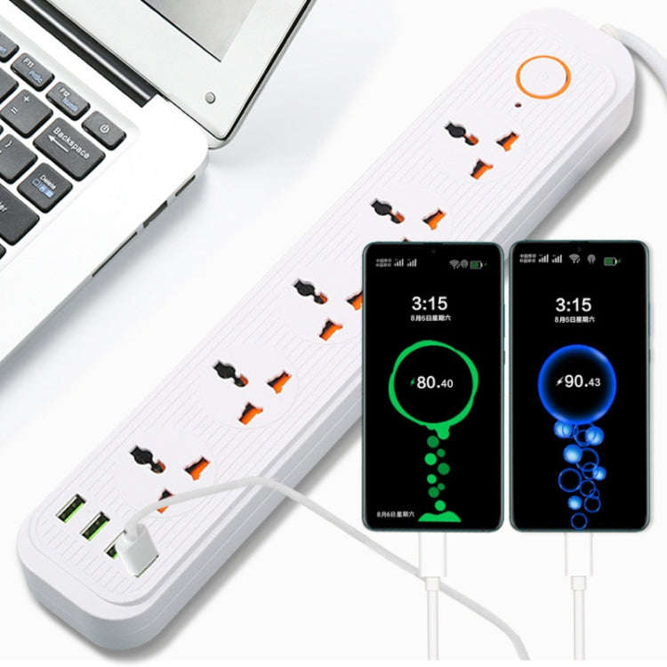 A03 2m 3000W 5 Plugs + 4-USB Ports Multifunctional Flame-retardant Socket with Switch(US Plug)