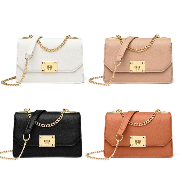 Women Double Compartment Flap Lock Small Square Bag Chain Crossbody Bag(White)