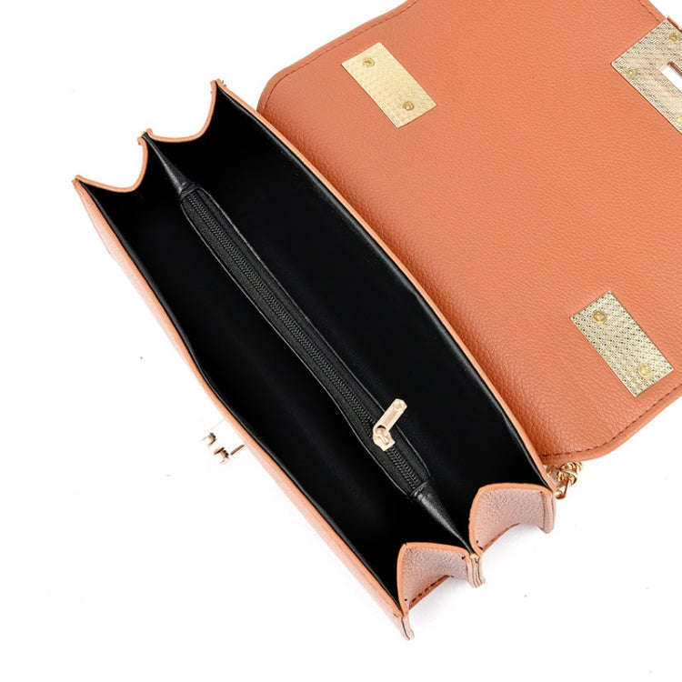 Women Double Compartment Flap Lock Small Square Bag Chain Crossbody Bag(Black)