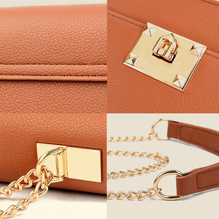 Women Double Compartment Flap Lock Small Square Bag Chain Crossbody Bag(Black)