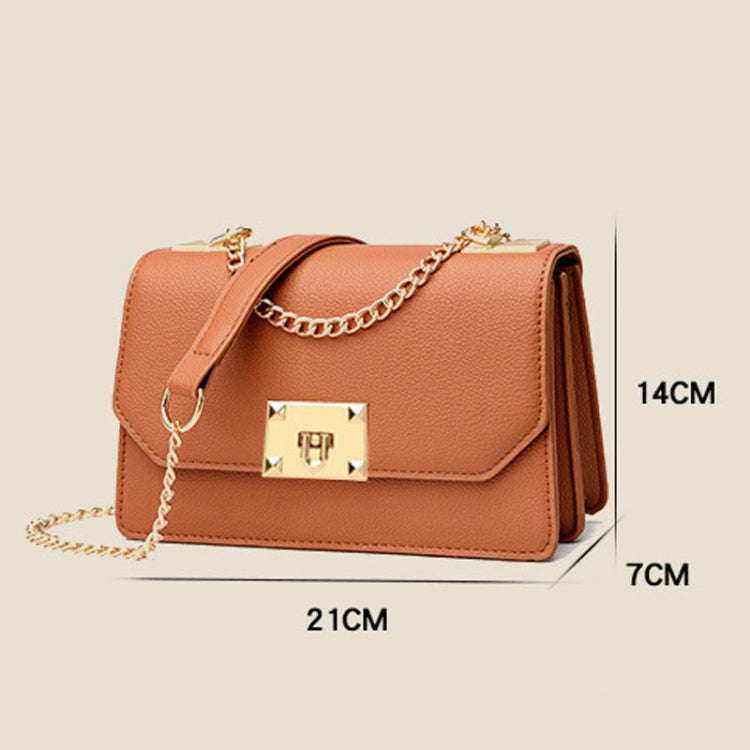 Women Double Compartment Flap Lock Small Square Bag Chain Crossbody Bag(White)