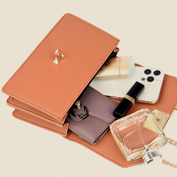 Women Double Compartment Flap Lock Small Square Bag Chain Crossbody Bag(White)