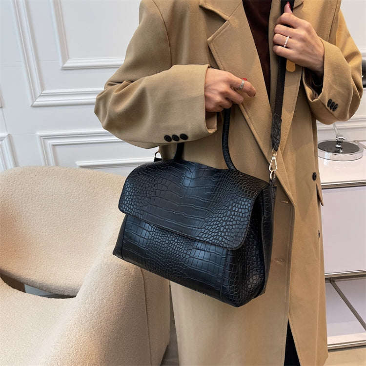Women Crossbody Bag Autumn Winter Texture Shoulder Armpit Commuter Tote Bag(Black)