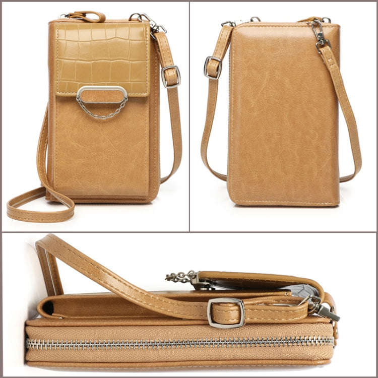 Women Vertical Mobile Phone Bag Shoulder Crossbody Bag Multifunctional Large-capacity Wallet(Apri...