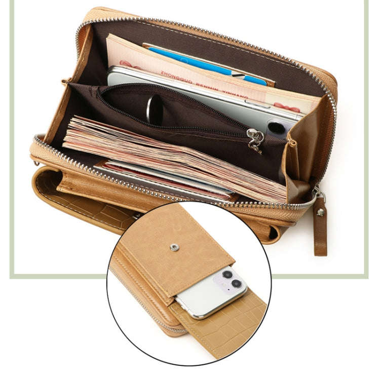 Women Vertical Mobile Phone Bag Shoulder Crossbody Bag Multifunctional Large-capacity Wallet(Apri...
