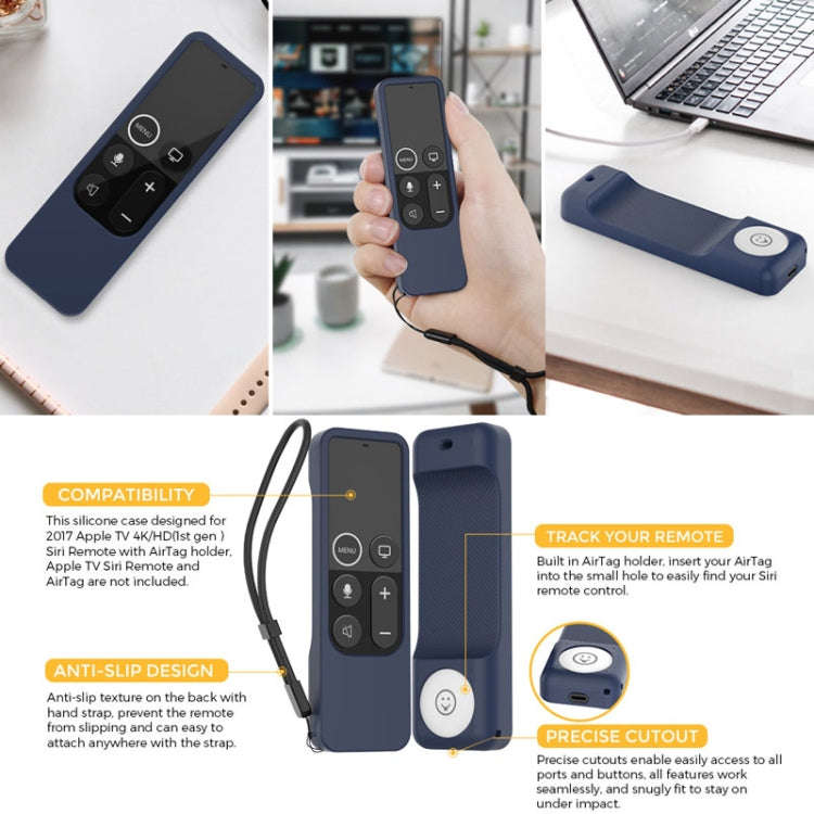 For Apple TV HD / 4K+AirTag AhaStyle PT157 Remote Control Tracker 2 In 1 Silicone Protective Cove...