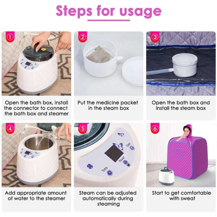 Dual Person Portable Steam Sauna Spa With Pot Set Weight Loss Skin Spa Machine EU Plug 220V(Purple)