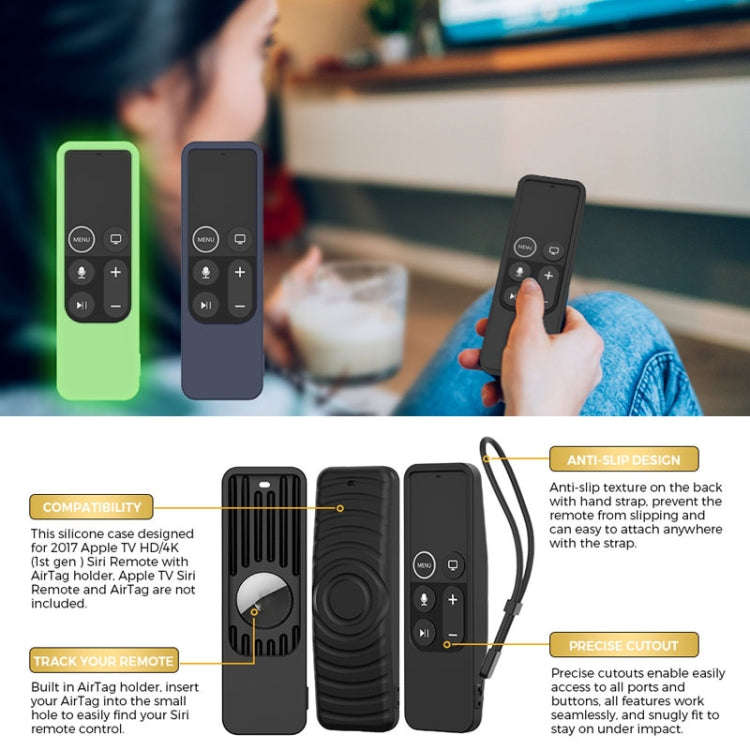 For Apple TV HD / 4K+AirTag AhaStyle PT175 Remote Control Tracker 2 In 1 Silicone Protective Cove...