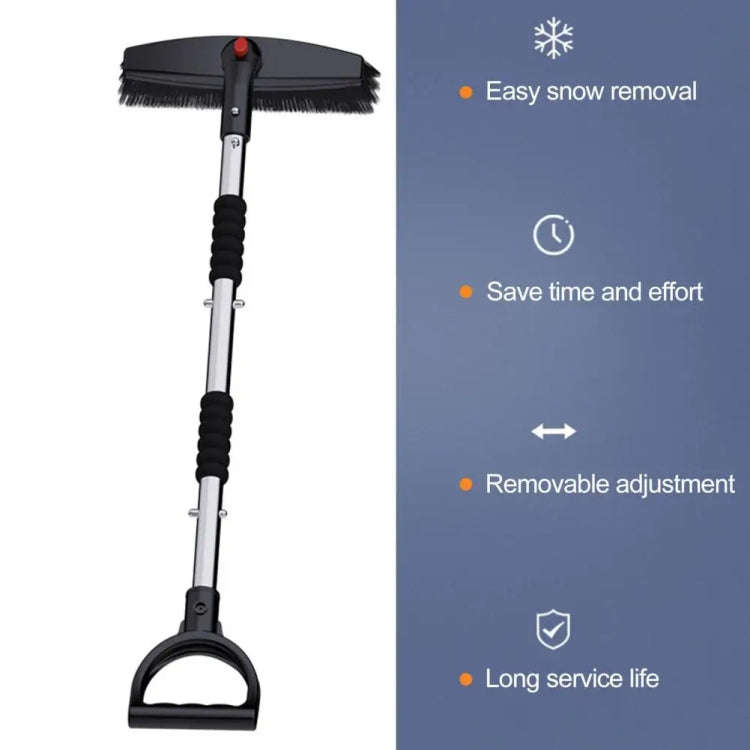 3-in-1 Car Snow Shovel Brush Kit Stainless Steel Retractable Ice Scraper(Black)