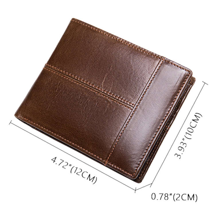 RFID Anti-Theft Short Mens Wallet Multi-Card Slot Cowhide Coin Purse(Brown)