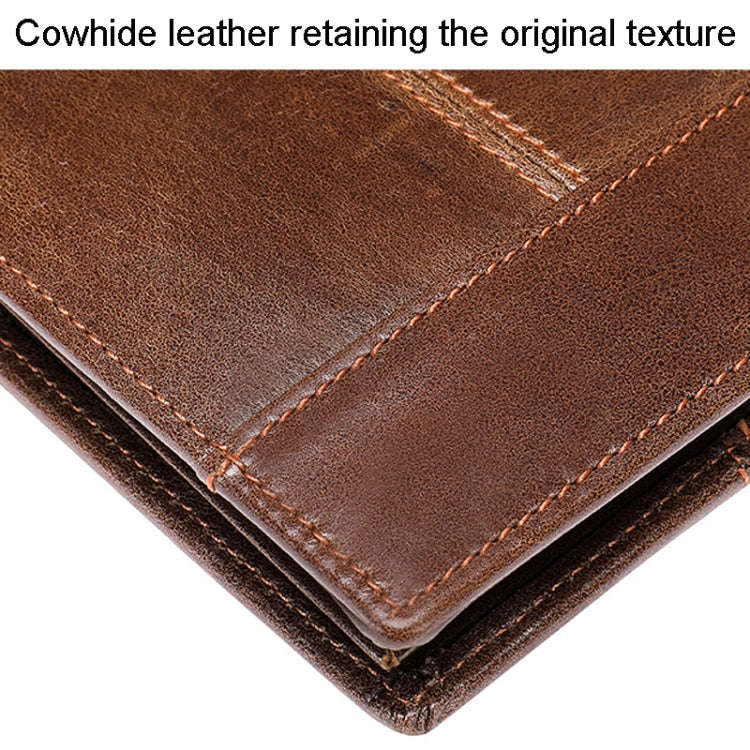 RFID Anti-Theft Short Mens Wallet Multi-Card Slot Cowhide Coin Purse(Brown)