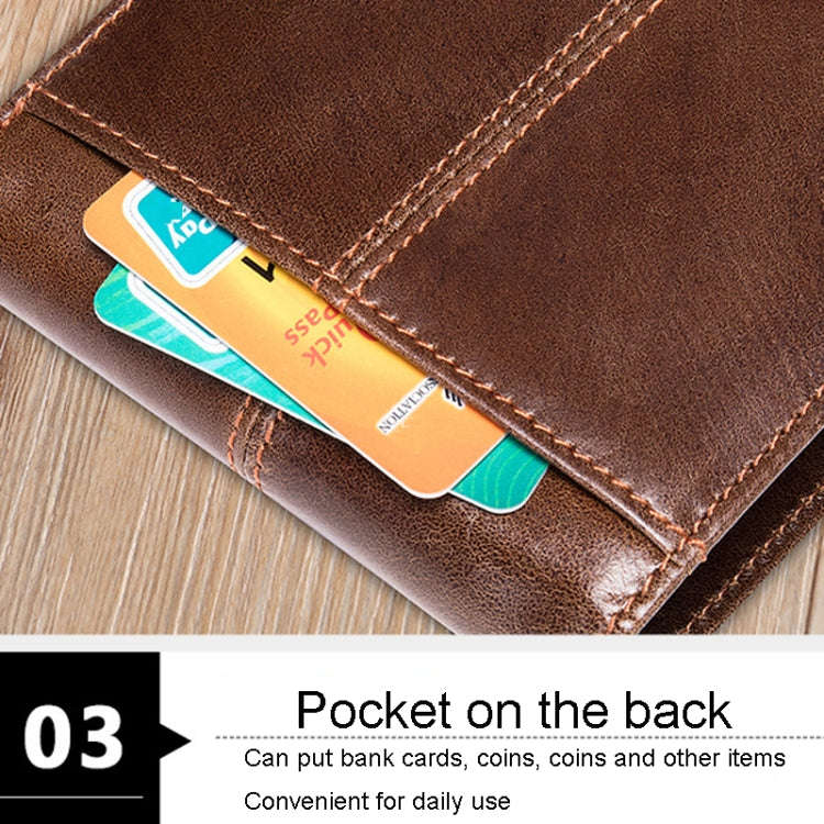 RFID Anti-Theft Short Mens Wallet Multi-Card Slot Cowhide Coin Purse(Brown)