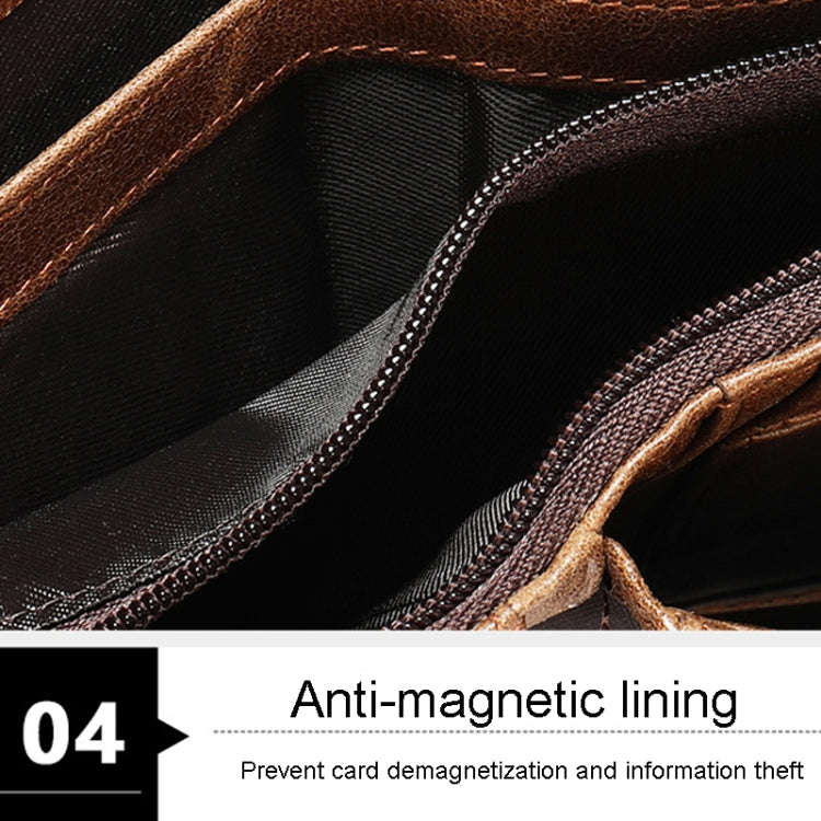RFID Anti-Theft Short Mens Wallet Multi-Card Slot Cowhide Coin Purse(Brown)