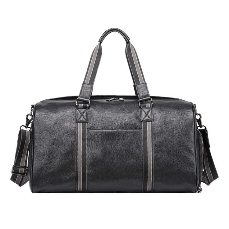 Large Capacity Leather Luggage Bag Multifunctional Single Shoulder Travel Bag(4028 Black)
