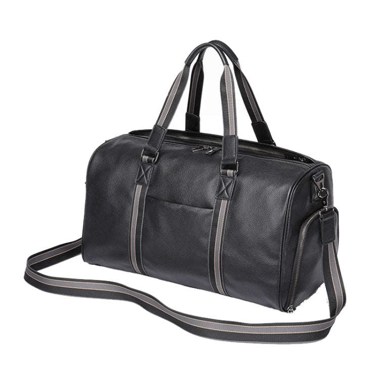 Large Capacity Leather Luggage Bag Multifunctional Single Shoulder Travel Bag(4028 Black)