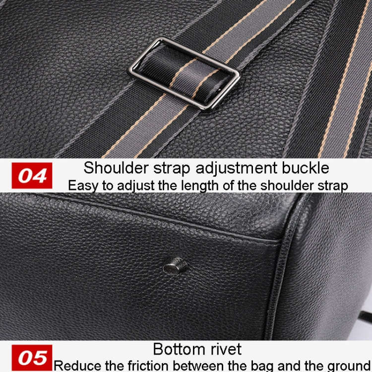 Large Capacity Leather Luggage Bag Multifunctional Single Shoulder Travel Bag(4028 Black)
