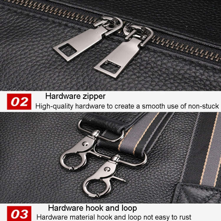 Large Capacity Leather Luggage Bag Multifunctional Single Shoulder Travel Bag(4028 Black)