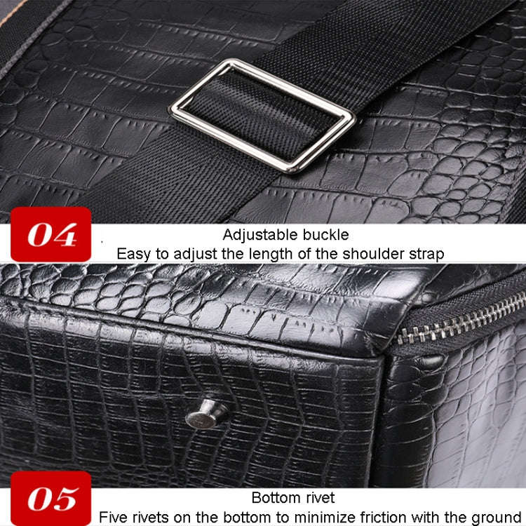 Large Capacity Leather Duffel Bag Multifunctional Crocodile Print Traveling Bag(4009 Crocodile Pr...