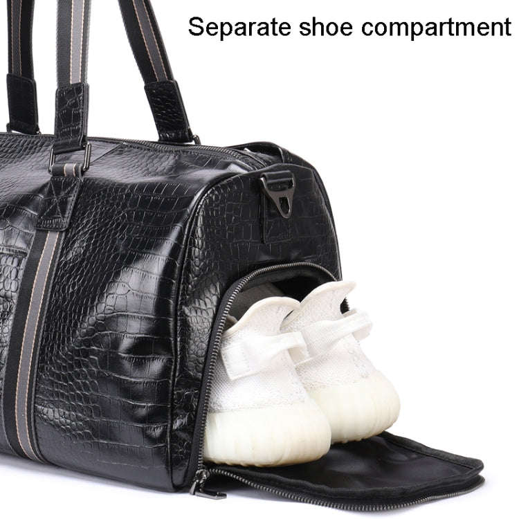 Large Capacity Leather Duffel Bag Multifunctional Crocodile Print Traveling Bag(4009 Crocodile Pr...