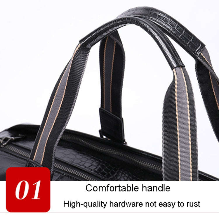Large Capacity Leather Duffel Bag Multifunctional Crocodile Print Traveling Bag(4009 Crocodile Pr...