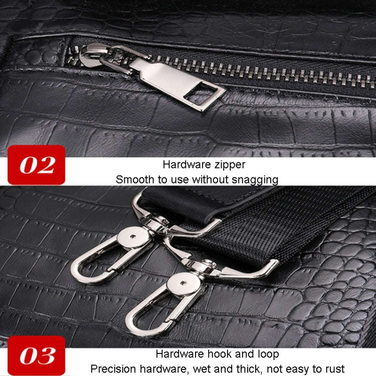 Large Capacity Leather Duffel Bag Multifunctional Crocodile Print Traveling Bag(4009 Crocodile Pr...