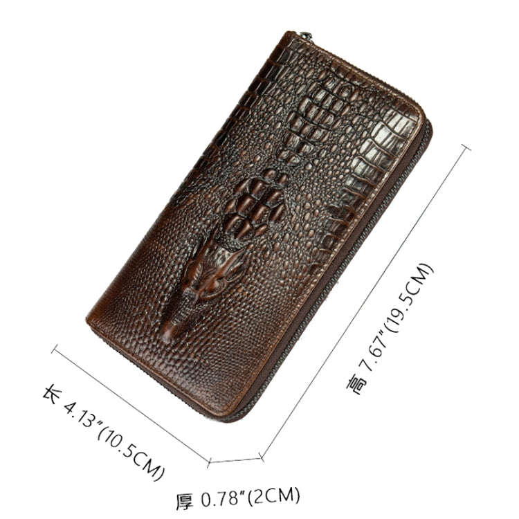 Mens Long Business Wallet Crocodile Pattern Multi Cards Clutch Bag(Black)