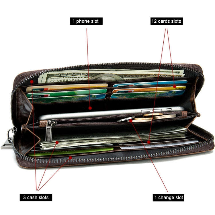 Mens Long Business Wallet Crocodile Pattern Multi Cards Clutch Bag(Black)