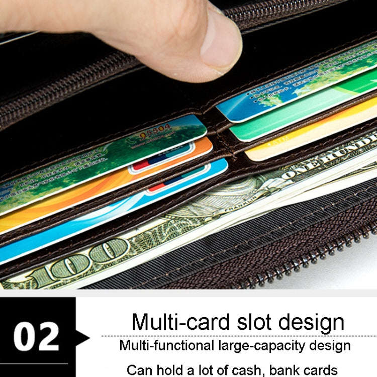 Mens Long Business Wallet Crocodile Pattern Multi Cards Clutch Bag(Black)