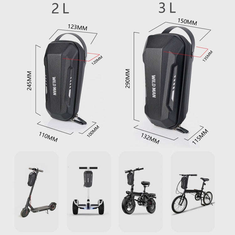 WILD MAN Scooter EVA Hard Shell Front Bag Folding Bicycle Quick Release Hanging Bag, Size: 3L(Black)