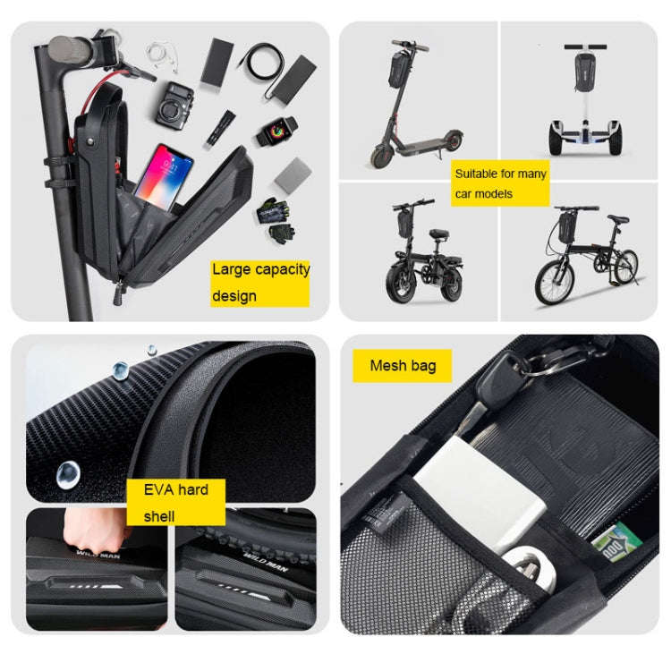 WILD MAN Scooter EVA Hard Shell Front Bag Folding Bicycle Quick Release Hanging Bag, Size: 3L(Black)