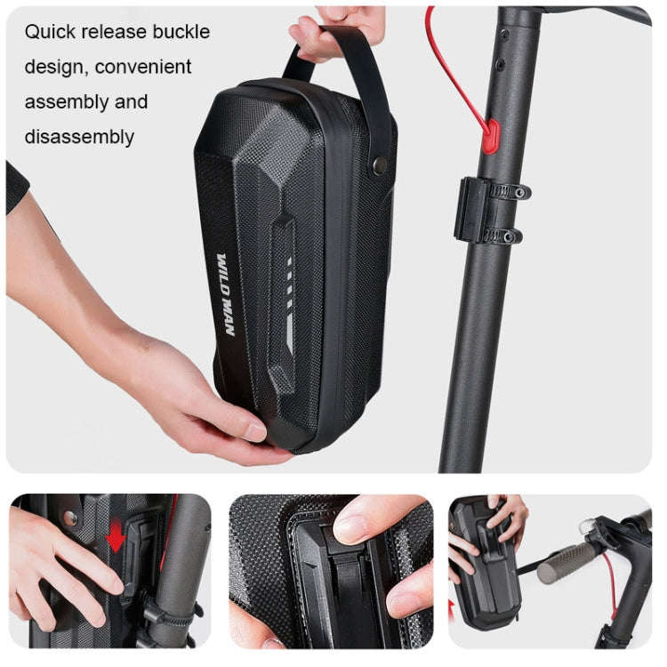 WILD MAN Scooter EVA Hard Shell Front Bag Folding Bicycle Quick Release Hanging Bag, Size: 3L(Black)