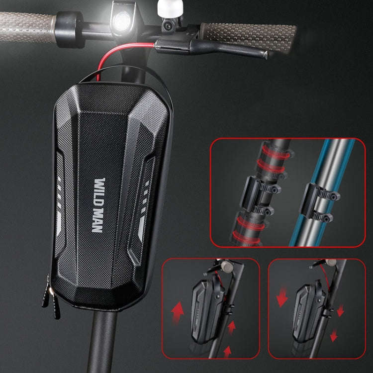 WILD MAN Scooter EVA Hard Shell Front Bag Folding Bicycle Quick Release Hanging Bag, Size: 3L(Black)