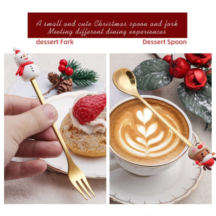 6pcs /Pack Christmas Cartoon Doll Stainless Steel Tableware, Style: B Gold Spoon Fork+Red Box