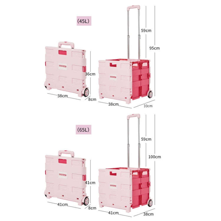 Portable Plastic Folding Shopping Cart Grocery Shopping Small Trolley Cart, Style: Two Wheels Dar...