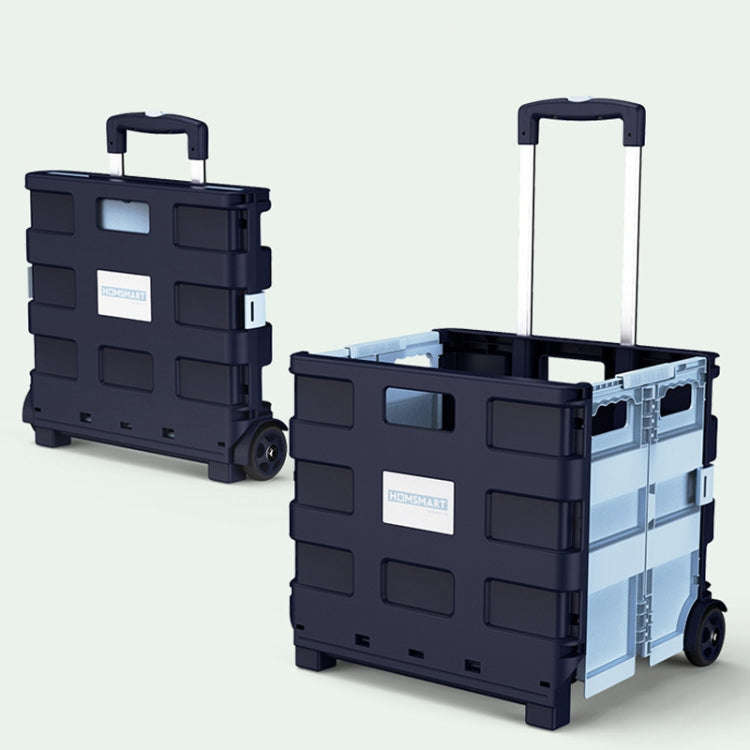 Portable Plastic Folding Shopping Cart Grocery Shopping Small Trolley Cart, Style: Two Wheels Dar...