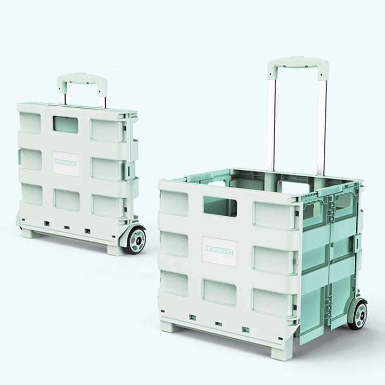 Portable Plastic Folding Shopping Cart Grocery Shopping Small Trolley Cart, Style: Two Wheels Gre...